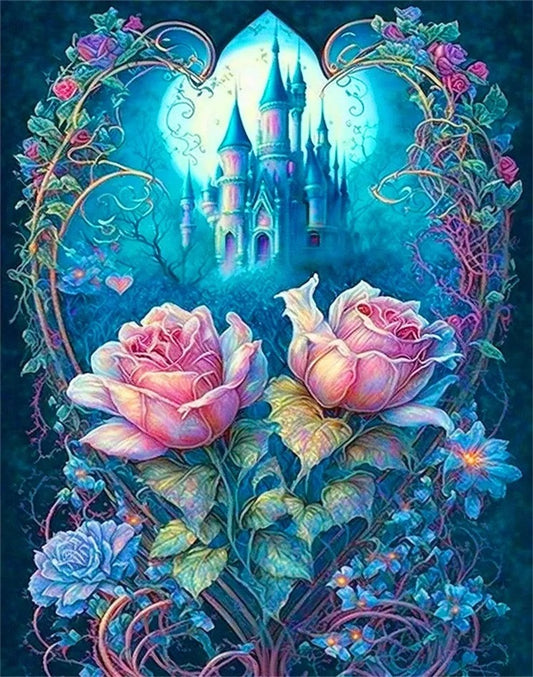 Luxury AB Velvet Diamond Painting Kit - Castle of flowers