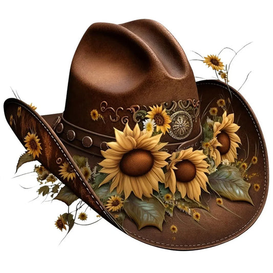 Sunflowers and cowboy hat