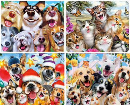 Luxury AB Velvet Diamond Painting Kit - Animals heal cute smiles