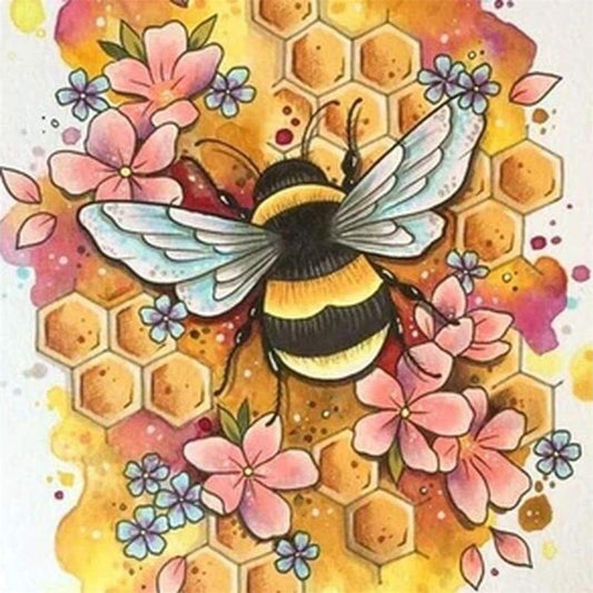 Luxury AB Velvet Diamond Painting Kit -  Bees gathering honey