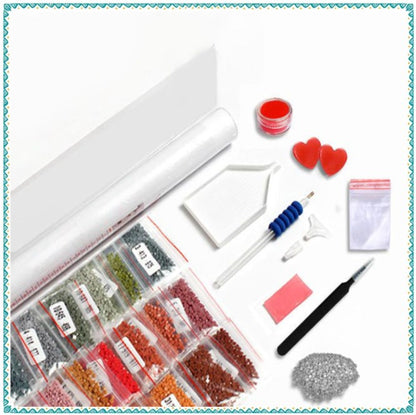 Luxury AB Velvet Diamond Painting Kit -Love Heart Made of Flowers