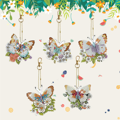 5 pcs DIY Diamond Painting Keychain  | Butterfly（single sided）