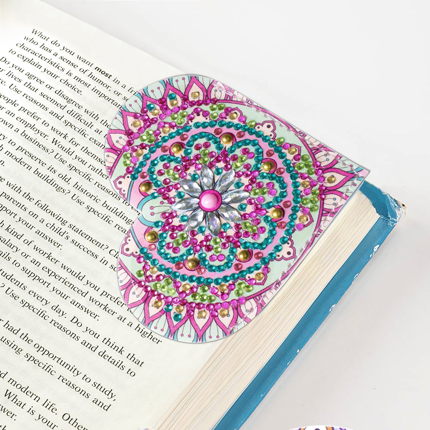 6pcs-DIY Diamond Painted Wrap Corner Bookmark