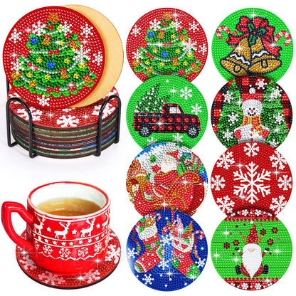 8 pcs set DIY Special Shaped Diamond Painting Coaster  |   Christmas（no holder）