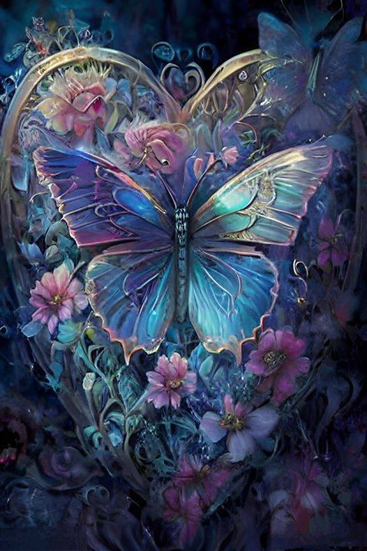 Luxury AB Velvet Diamond Painting Kit - Heart butterfly