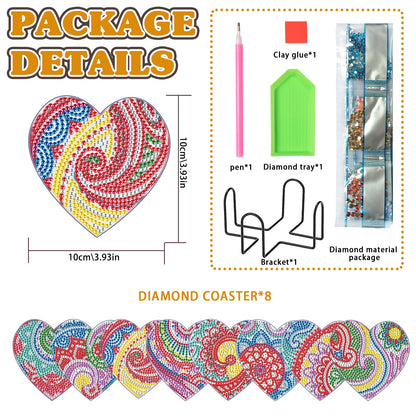 8-teiliges Set zum Selbermachen, speziell geformter Diamant-Malerei-Untersetzer | Liebe