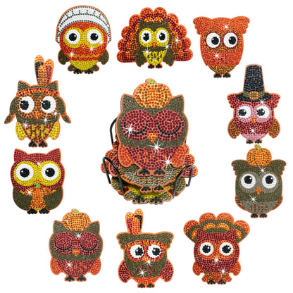 10 pcs set DIY Special Shaped Diamond Painting Coaster | owl