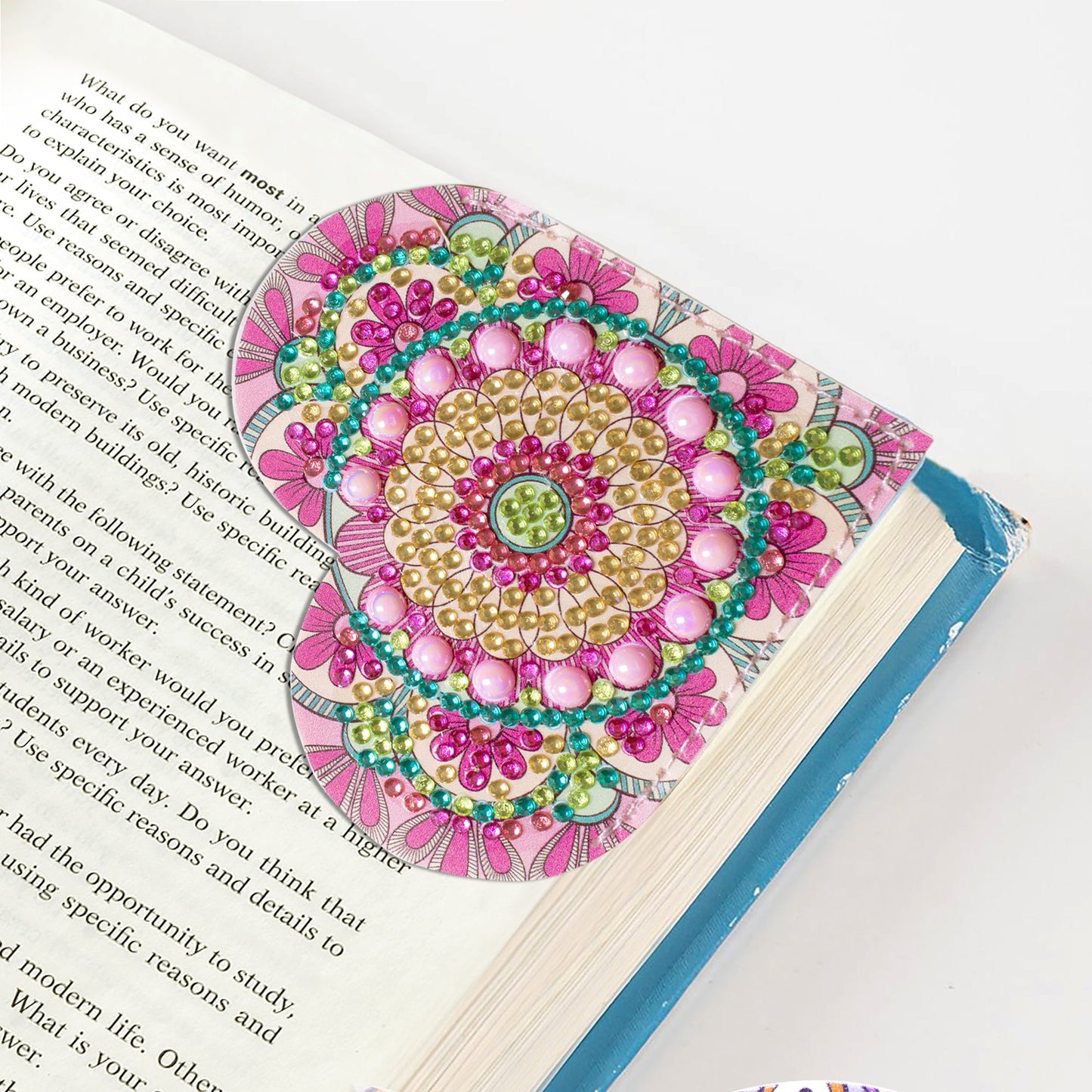 6pcs-DIY Diamond Painted Wrap Corner Bookmark