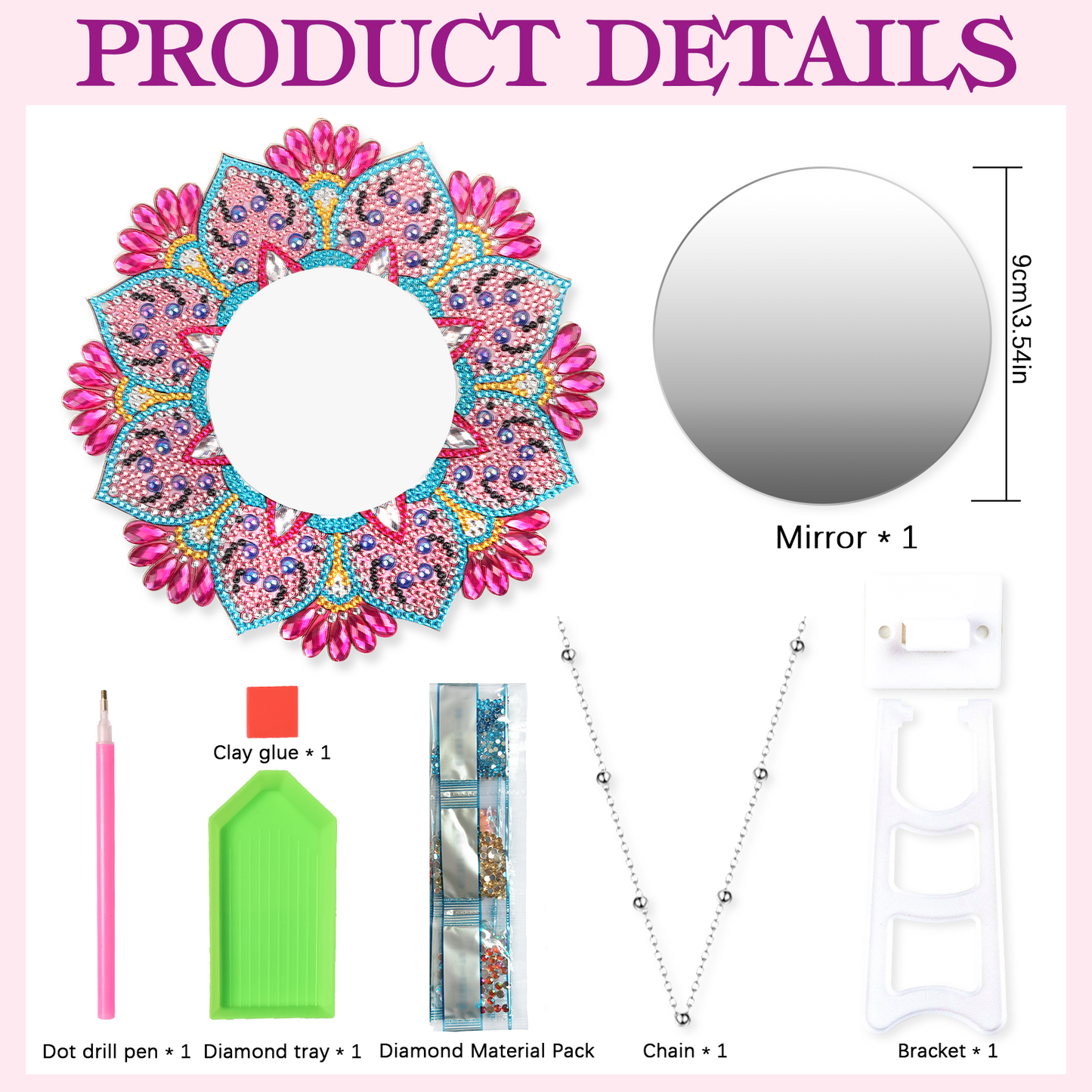 DIY diamante pintura Mandala espejo