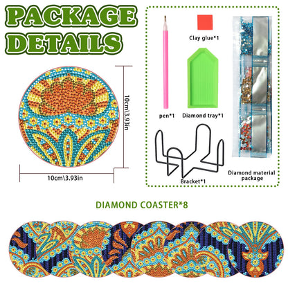 8-teiliges Set zum Selbermachen, speziell geformter Diamant-Malerei-Untersetzer | Muster