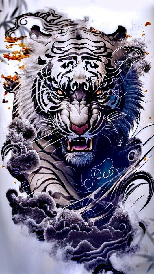 Luxury AB Velvet Diamond Painting Kit -  Underworld white tiger