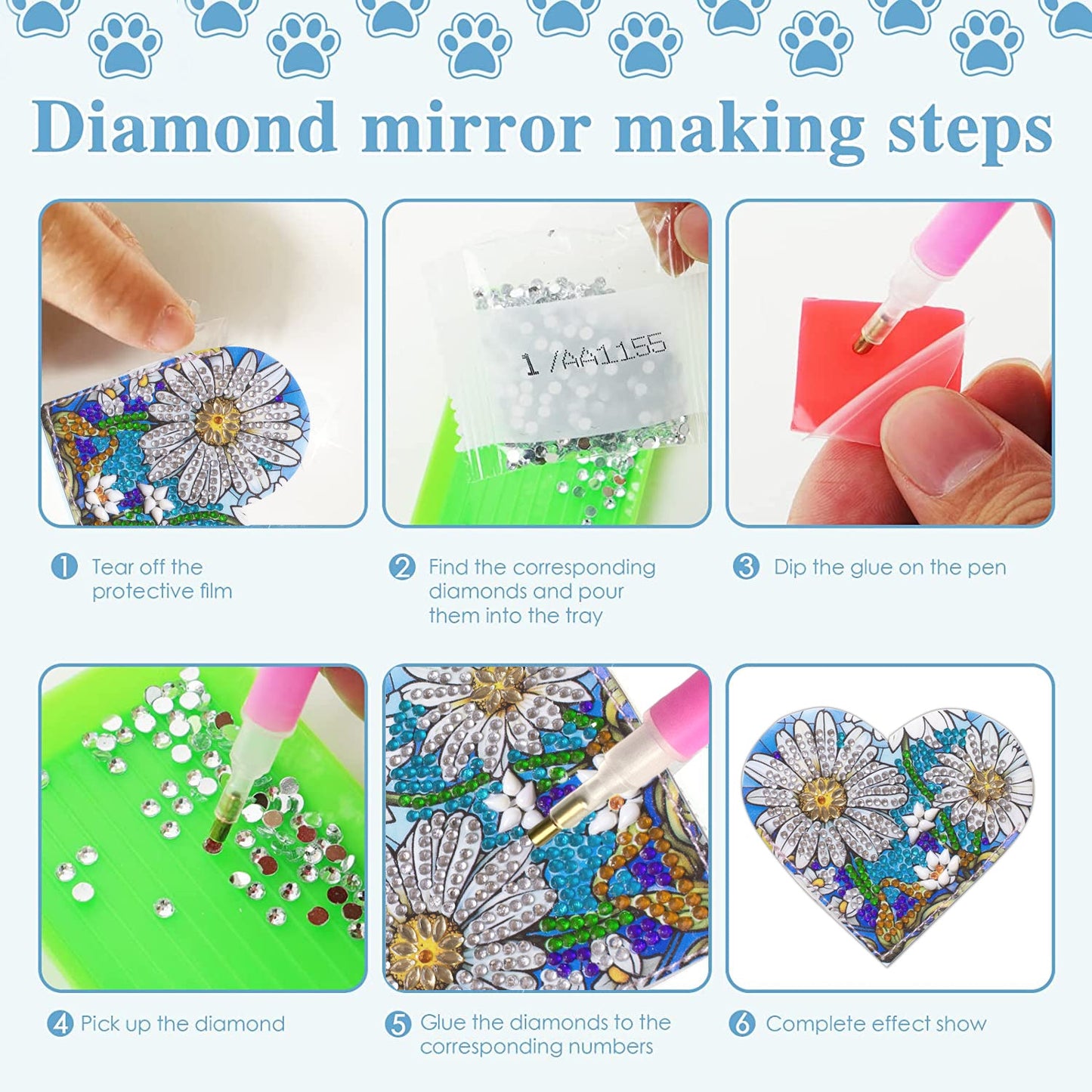 4pcs-DIY Diamond Painted Wrap Corner Bookmark