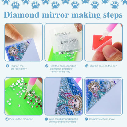 4pcs-DIY Diamond Painted Wrap Corner Bookmark