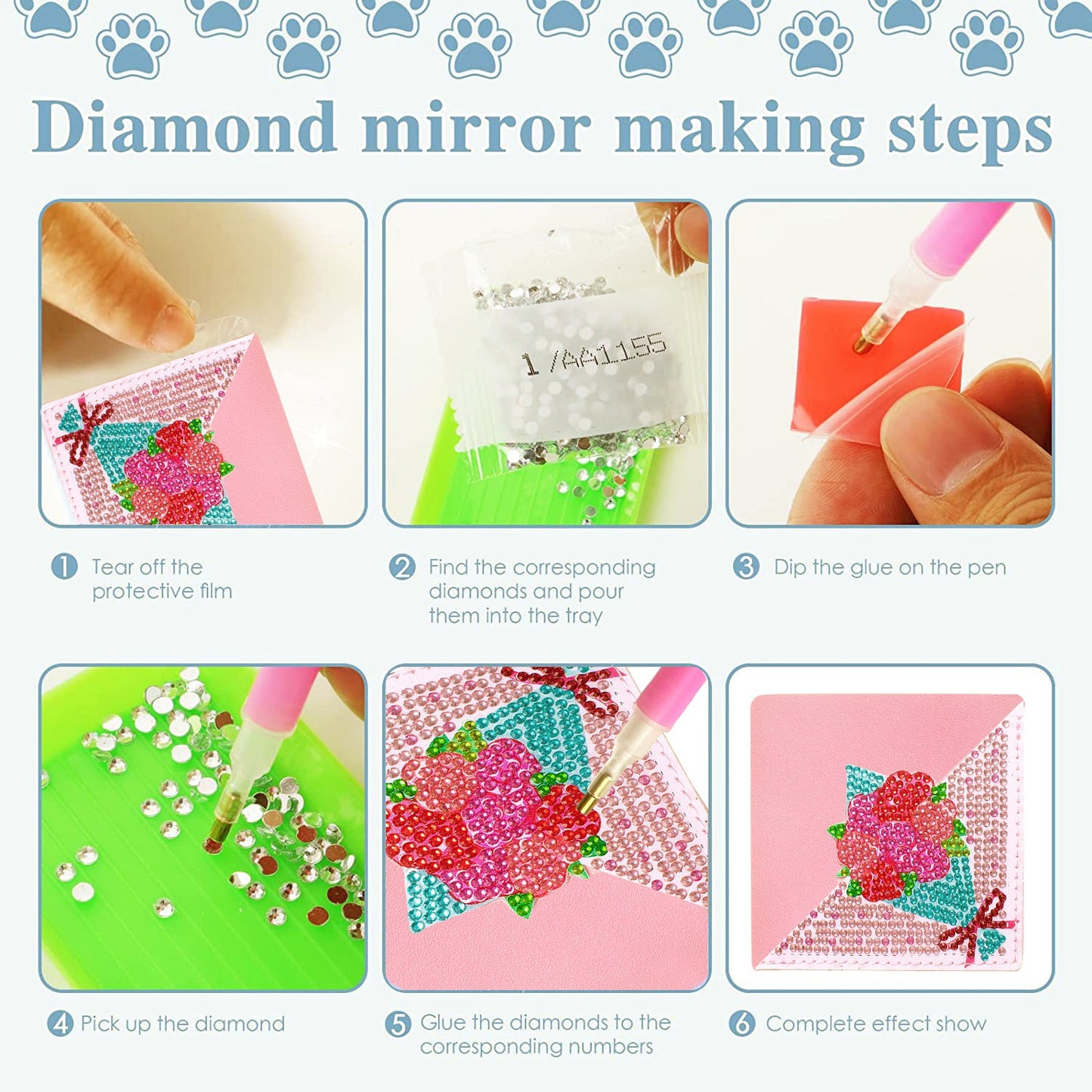 4pcs-DIY Diamond Painted Wrap Corner Bookmark