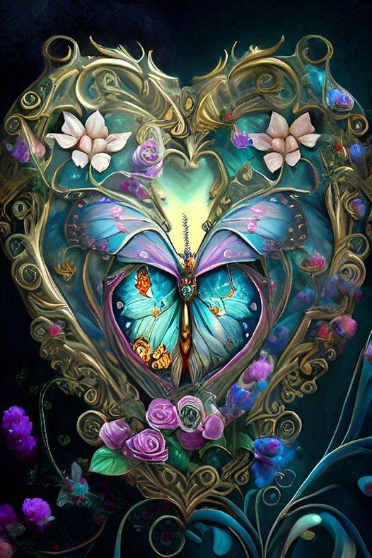 Luxury AB Velvet Diamond Painting Kit -  Heart butterfly