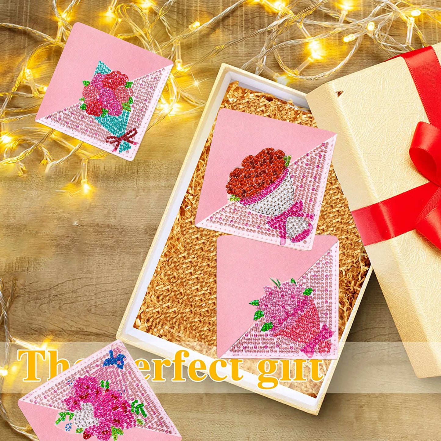 4pcs-DIY Diamond Painted Wrap Corner Bookmark