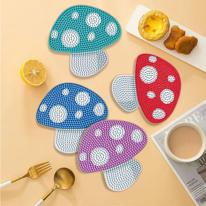 6 pcs set DIY Special Shaped Diamond Painting Coaster | mushroom