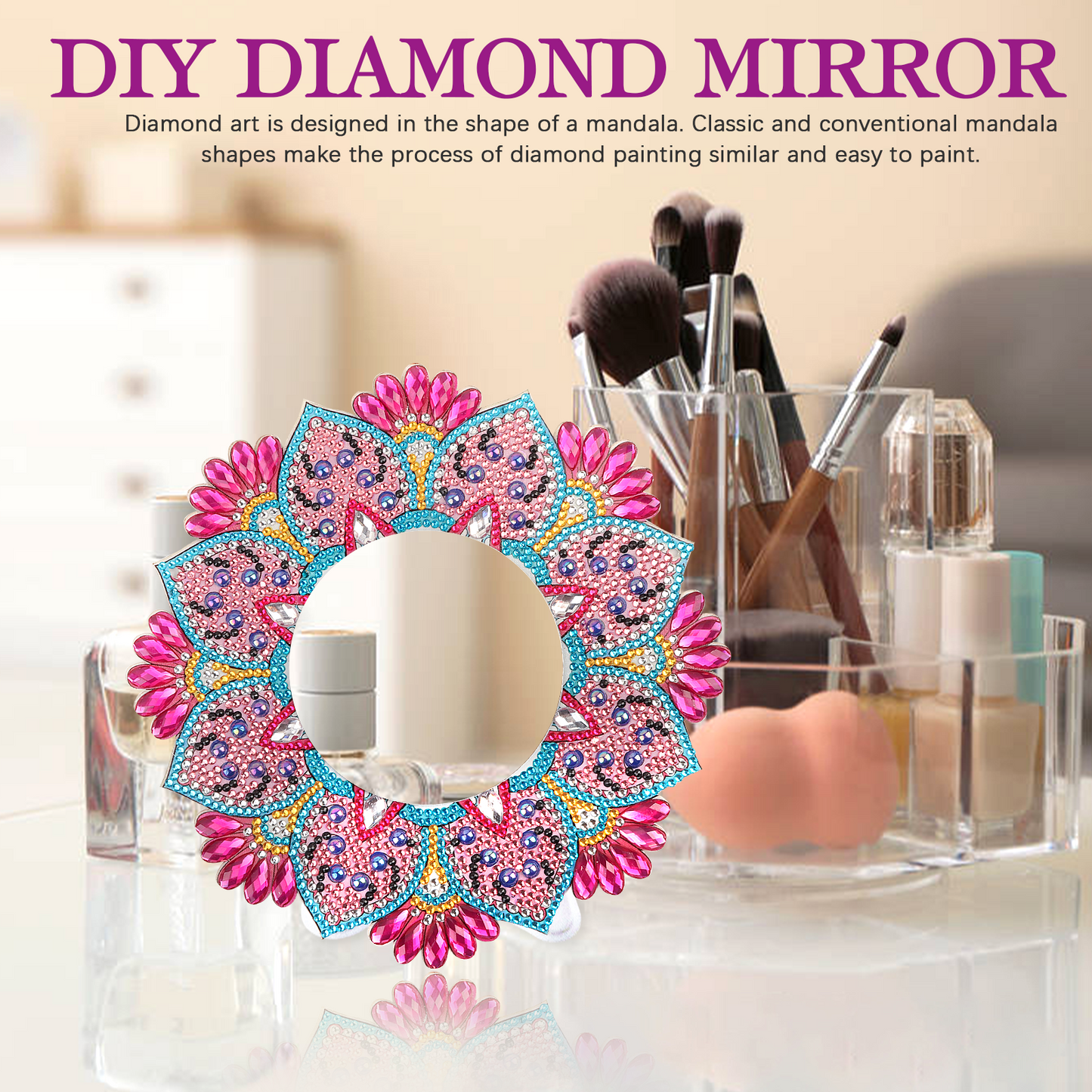 DIY diamante pintura Mandala espejo