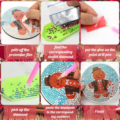 8 pcs set DIY Special Shaped Diamond Painting Coaster  |  Christmas （no holder）