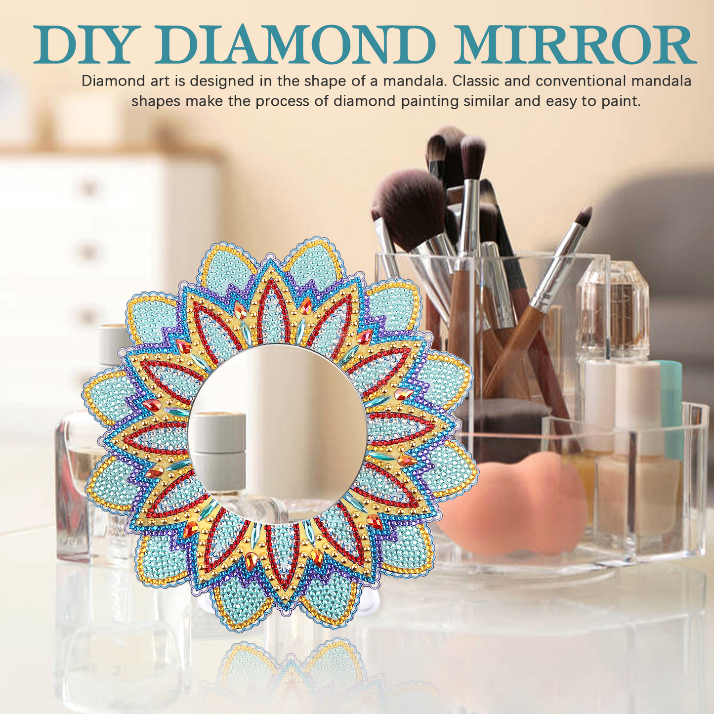 DIY diamante pintura Mandala espejo