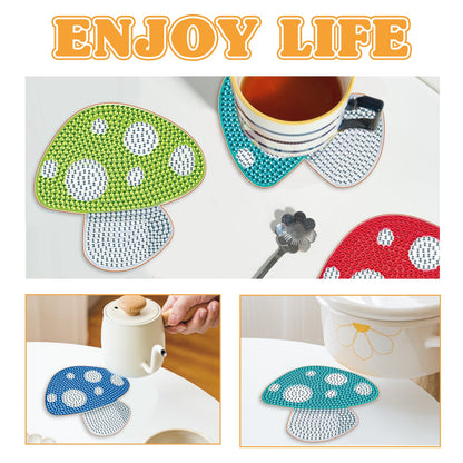 6 pcs set DIY Special Shaped Diamond Painting Coaster | mushroom