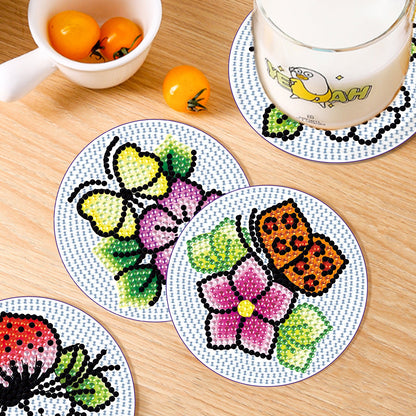 6 pcs set DIY Special Shaped Diamond Painting Coaster | flower