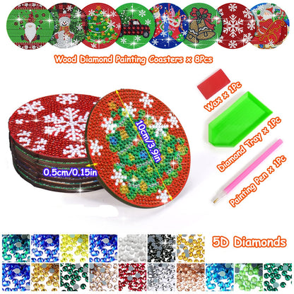 8 pcs set DIY Special Shaped Diamond Painting Coaster  |   Christmas（no holder）