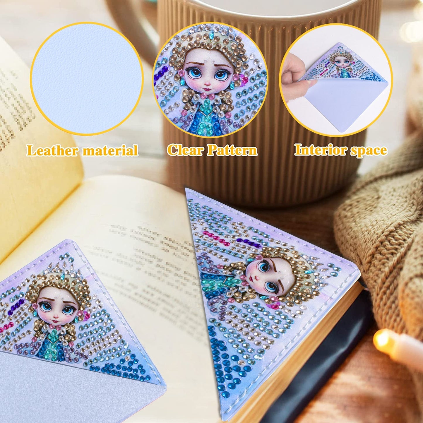 4pcs-DIY Diamond Painted Wrap Corner Bookmark