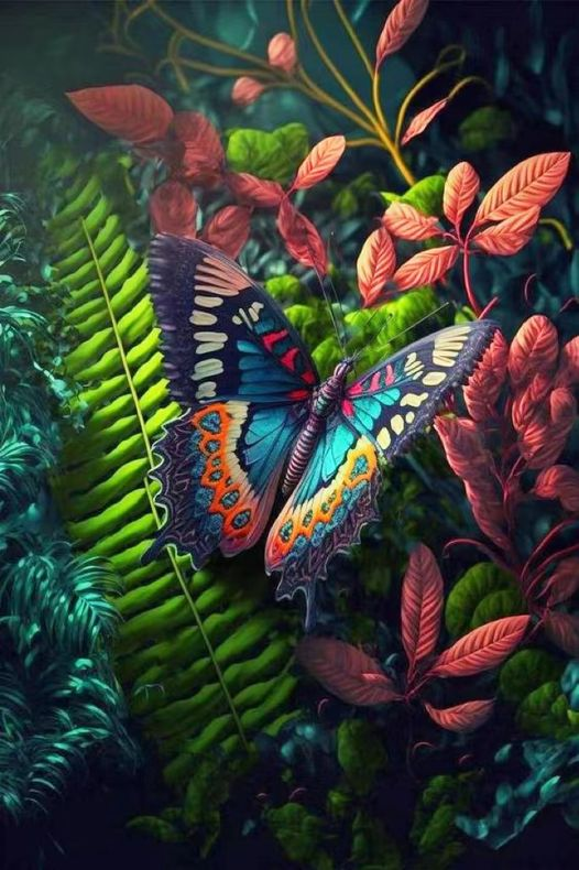 Luxury AB Velvet Diamond Painting Kit -  Jungle butterfly