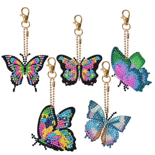 5 pcs DIY Diamond Painting Keychain  | Butterfly（Single Side ）