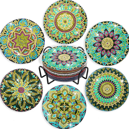 6 pcs set DIY Special Shaped Diamond Painting Coaster | mandala