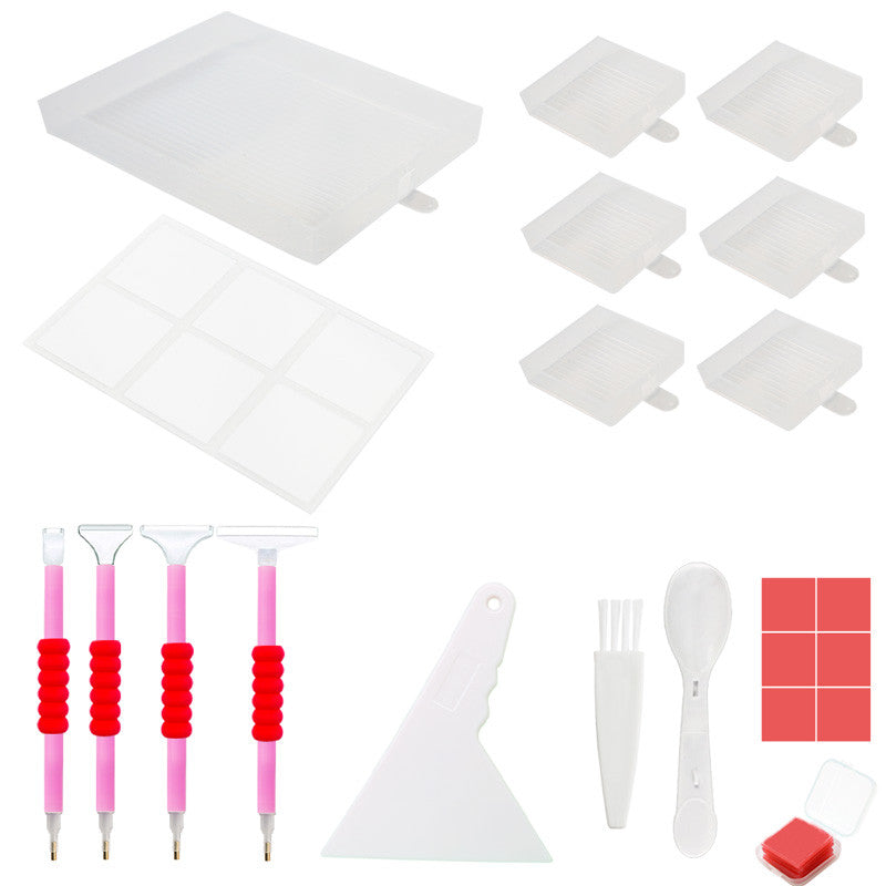 Multifunktionales DIY-Diamant-Malerei-Abdeckblech, Drehbohrer-Tablett-Werkzeug-Set