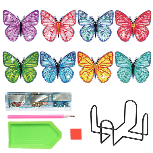 8 pcs set DIY Special Shaped Diamond Painting Coaster | Butterfly