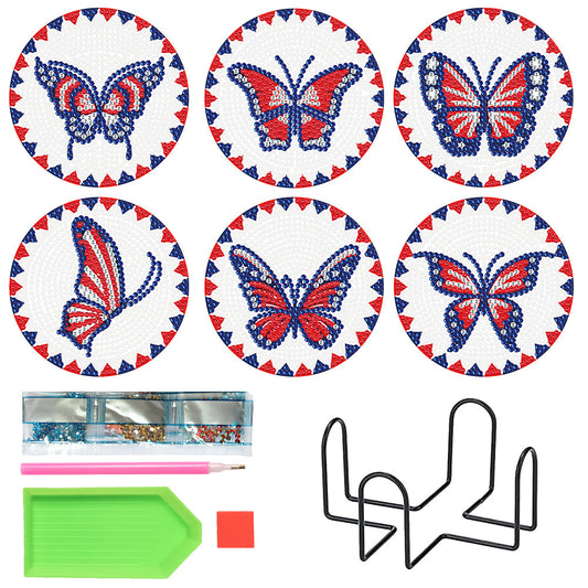 6 pcs set DIY Special Shaped Diamond Painting Coaster | Butterfly