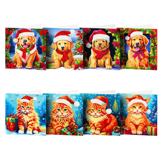 8pcs DIY Christmas Greeting Cards | animal