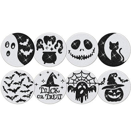 8 pcs set DIY Special Shaped Diamond Painting Coaster | halloween(without stand)