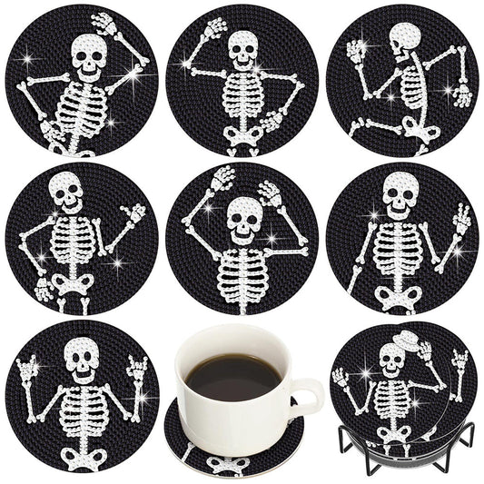 8 pcs set DIY Special Shaped Diamond Painting Coaster | halloween(without stand)