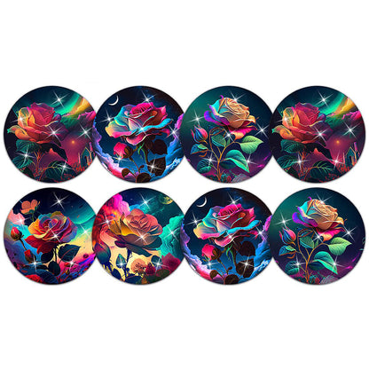 8 pcs set DIY Special Shaped Diamond Painting Coaster  |   flower（no holder）