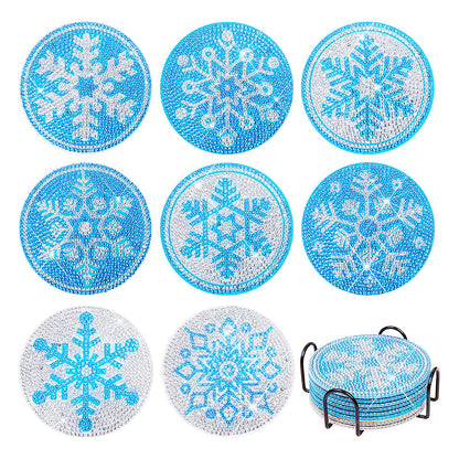 8 pcs set DIY Special Shaped Diamond Painting Coaster  |  ice and snow （no holder）