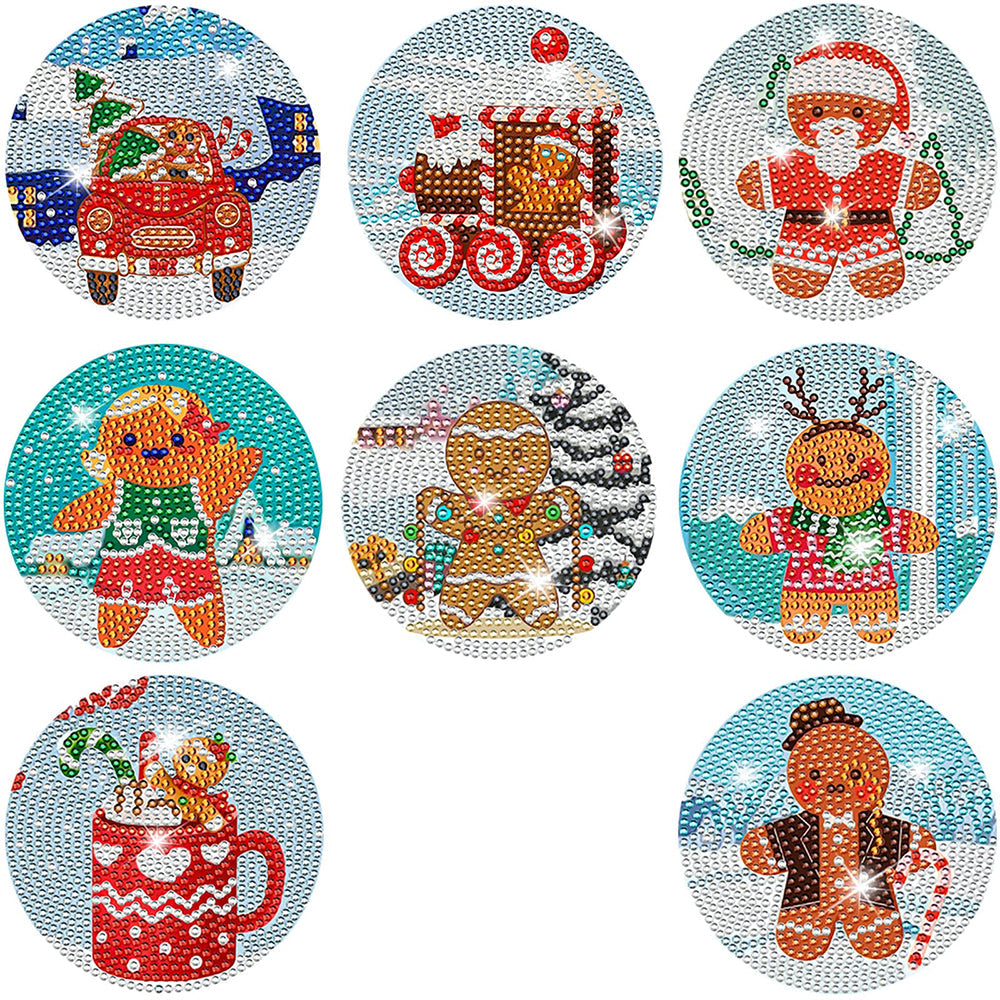 8 pcs set DIY Special Shaped Diamond Painting Coaster  |  Christmas （no holder）