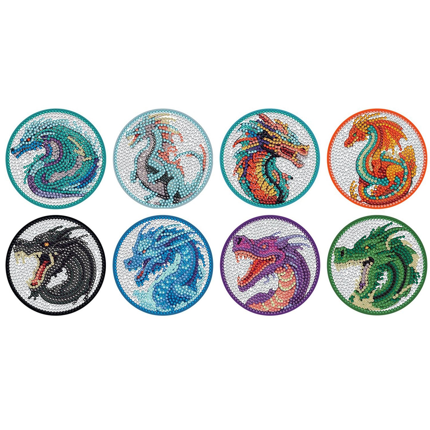 8 pcs set DIY Special Shaped Diamond Painting Coaster  |  dragon （no holder）