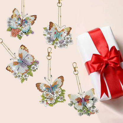 5 pcs DIY Diamond Painting Keychain  | Butterfly（single sided）