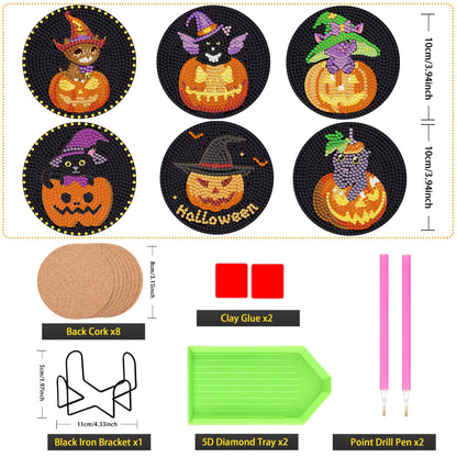 6 pcs set DIY Special Shaped Diamond Painting Coaster | halloween