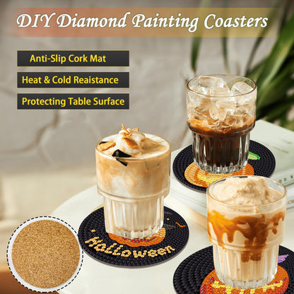 6 pcs set DIY Special Shaped Diamond Painting Coaster | halloween