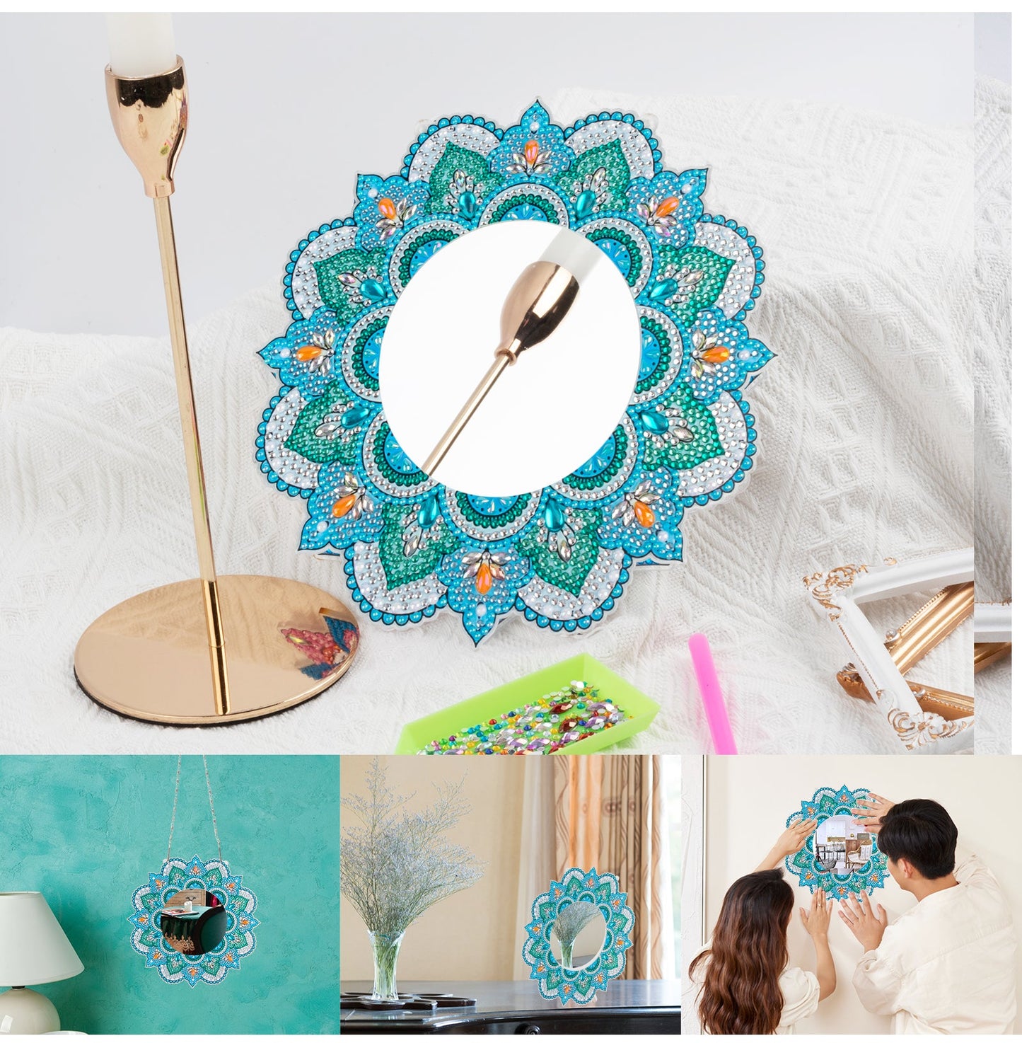 DIY diamante pintura Mandala espejo