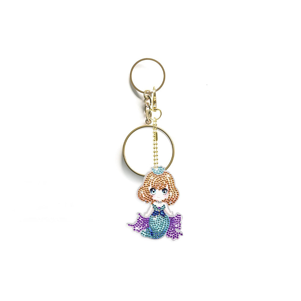 6 pcs DIY Diamond Painting Keychain  | Mermaid（single sided）