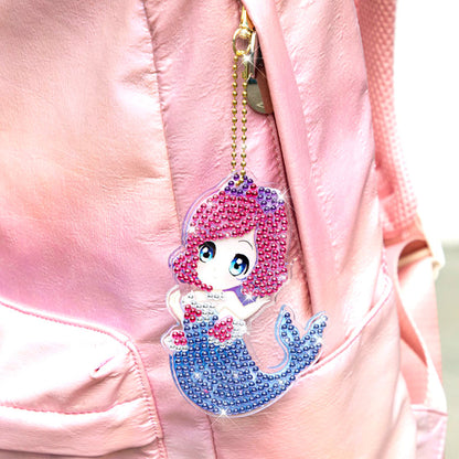 6 pcs DIY Diamond Painting Keychain  | Mermaid（single sided）