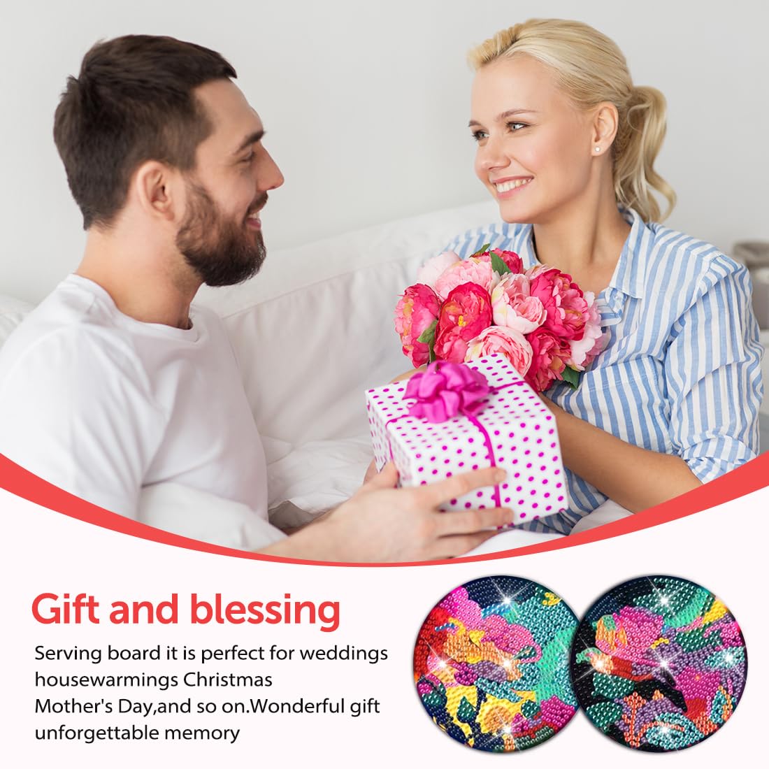 8 pcs set DIY Special Shaped Diamond Painting Coaster  |   flower（no holder）