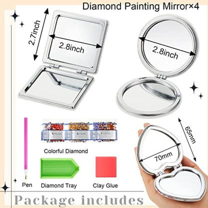 DIY Diamond Painting Creative Diamond Mini Mirror | Heart-shaped