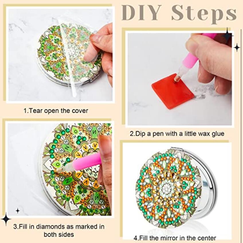 DIY Diamond Painting Creative Diamond Mini Mirror | Heart-shaped